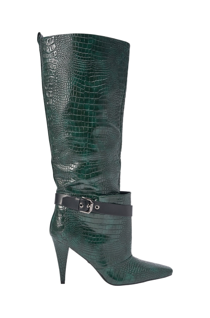 AZALEA WANG ARIELLE EMERALD GREEN CROC BOOT