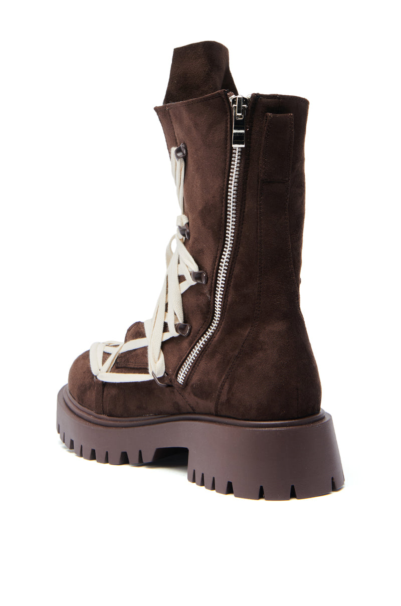 AZALEA WANG ARJUN CHOCOLATE LACE BOOTIE