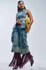 AUBERGINE DENIM CULOTTE