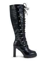 AZALEA WANG AURIGA BLACK LACE UP BLOCK BOOT