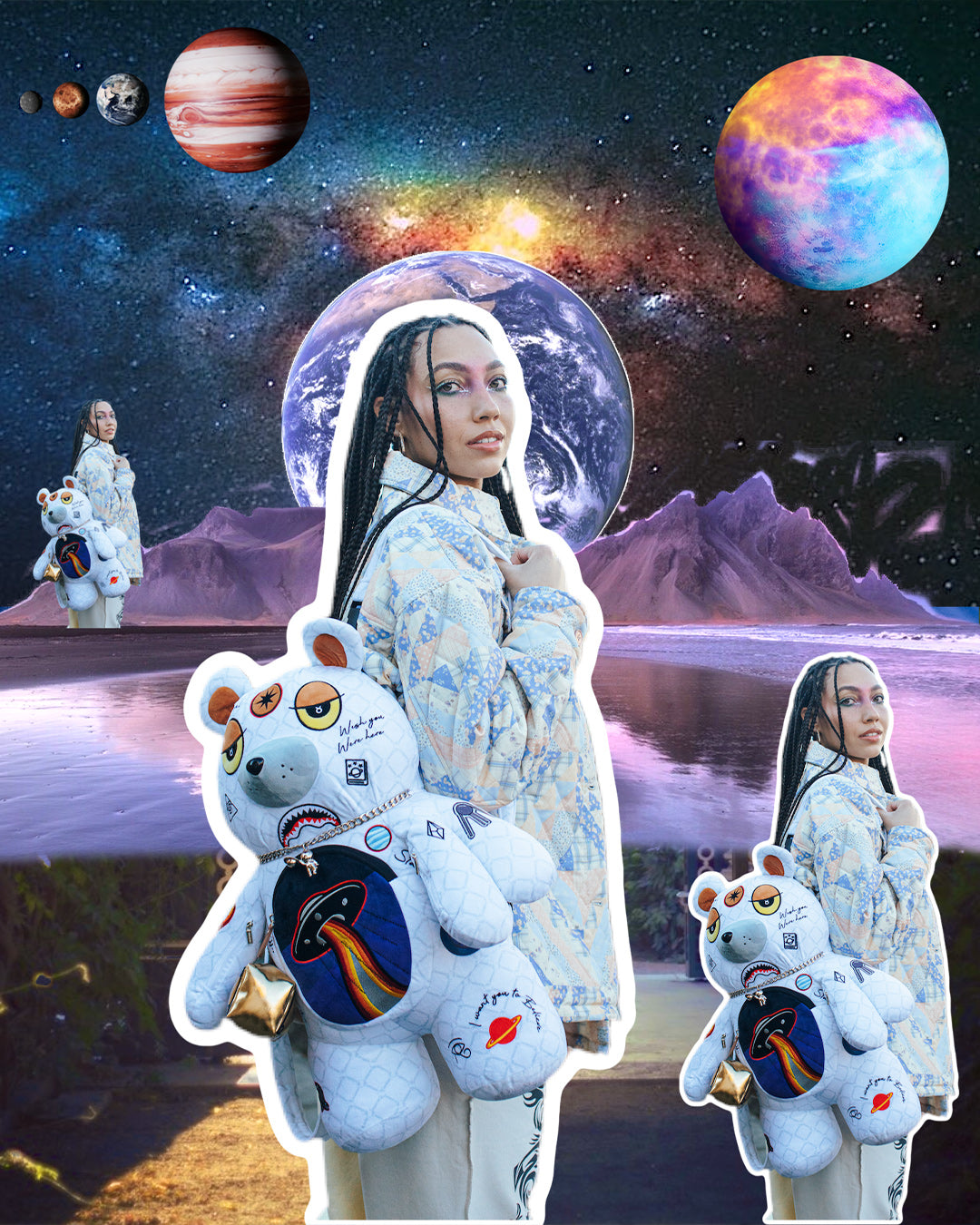 UFO SPACED OUT MONEYBEAR TEDDYBEAR BACKPACK