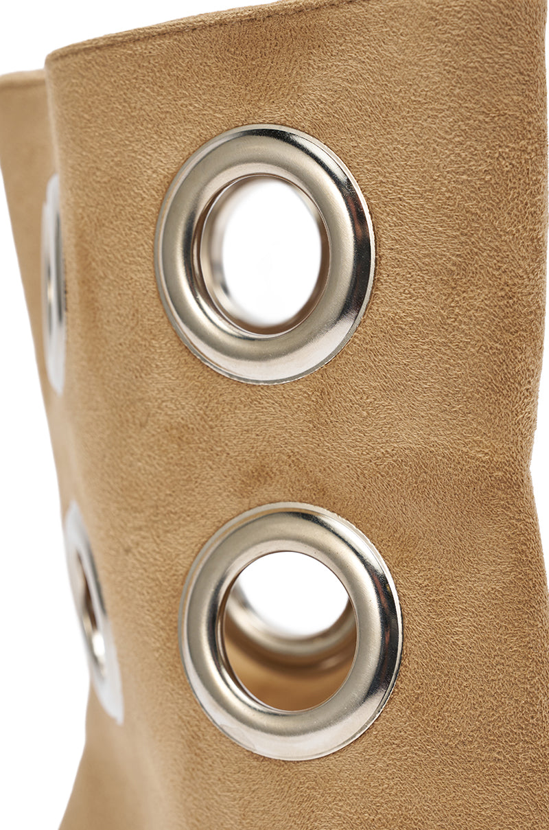 AZALEA WANG BAINA TAN SILVER HARDWARE STILETTO SANDAL