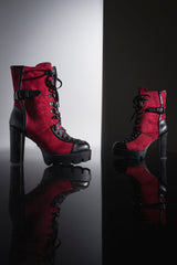 AZALEA WANG BARRINGTON BURGUNDY COLOR BLOCKED SPORTY CHUNKY BOOTIE
