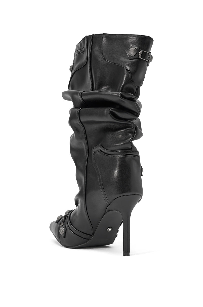 AZALEA WANG BENOIT POINTED TOE HARDWARE EMBELLISHED BOOT
