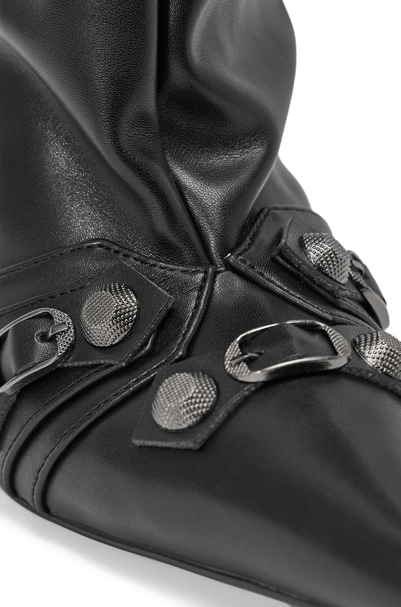 AZALEA WANG BENOIT POINTED TOE HARDWARE EMBELLISHED BOOT