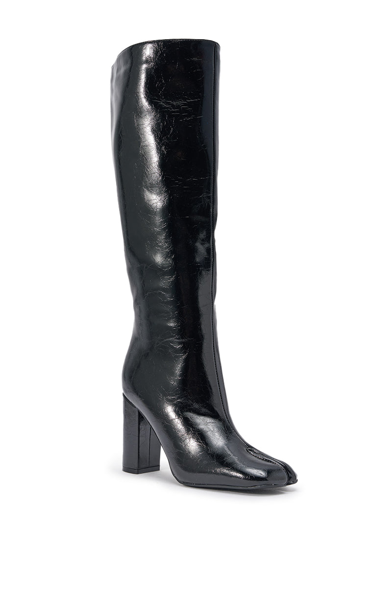 AZALEA WANG BILHANA BLACK SPLIT TOE BLOCK BOOT