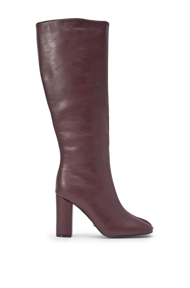 AZALEA WANG BILHANA BURGUNDY SPLIT TOE BLOCK BOOT