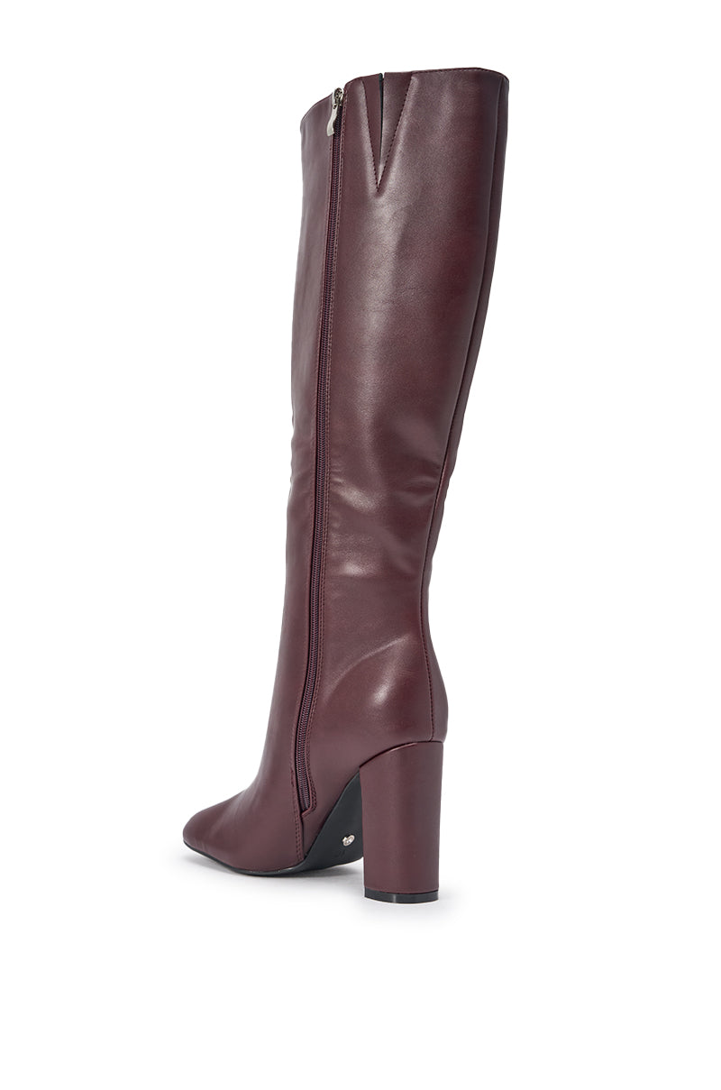 AZALEA WANG BILHANA BURGUNDY SPLIT TOE BLOCK BOOT
