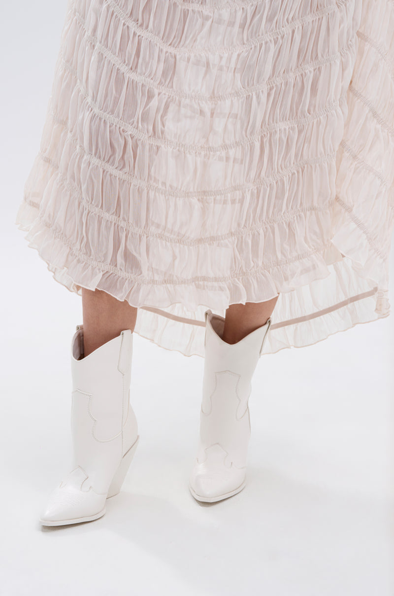 AZALEA WANG BRIGGITTA WHITE WESTERN COWBOY BOOTIE