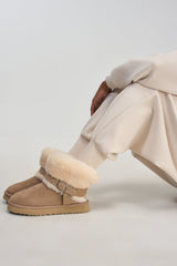 AZALEA WANG BRILLE TAUPE SHERLING FLAT BOOTIE