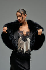 CADENCE CROPPED FAUX FUR IN BLACK