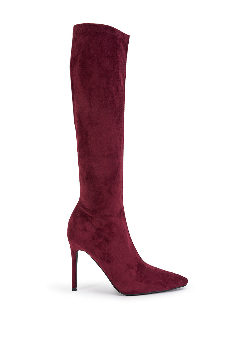 AZALEA WANG CALANA JEWEL 4 WAY STRETCH SUEDE STILETTO BOOT