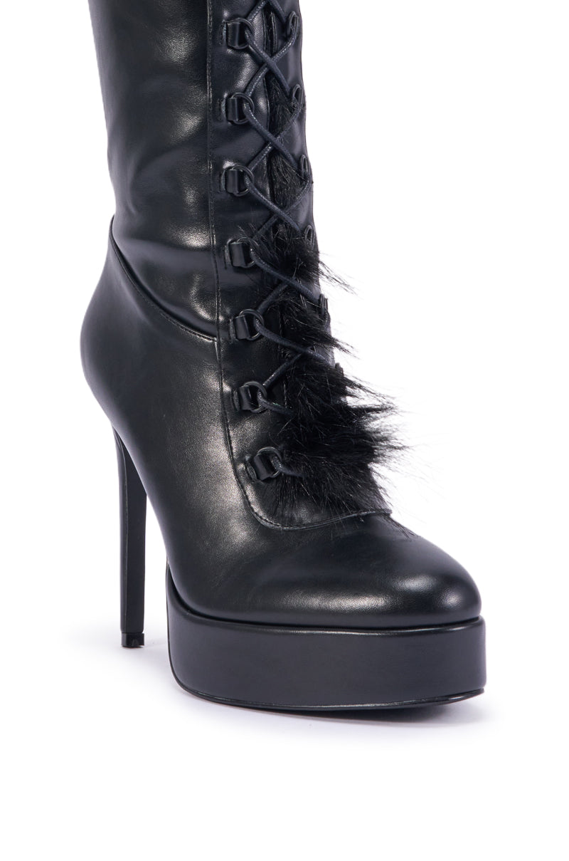 AZALEA WANG CALISTA BLACK STILETTO FUR BOOT
