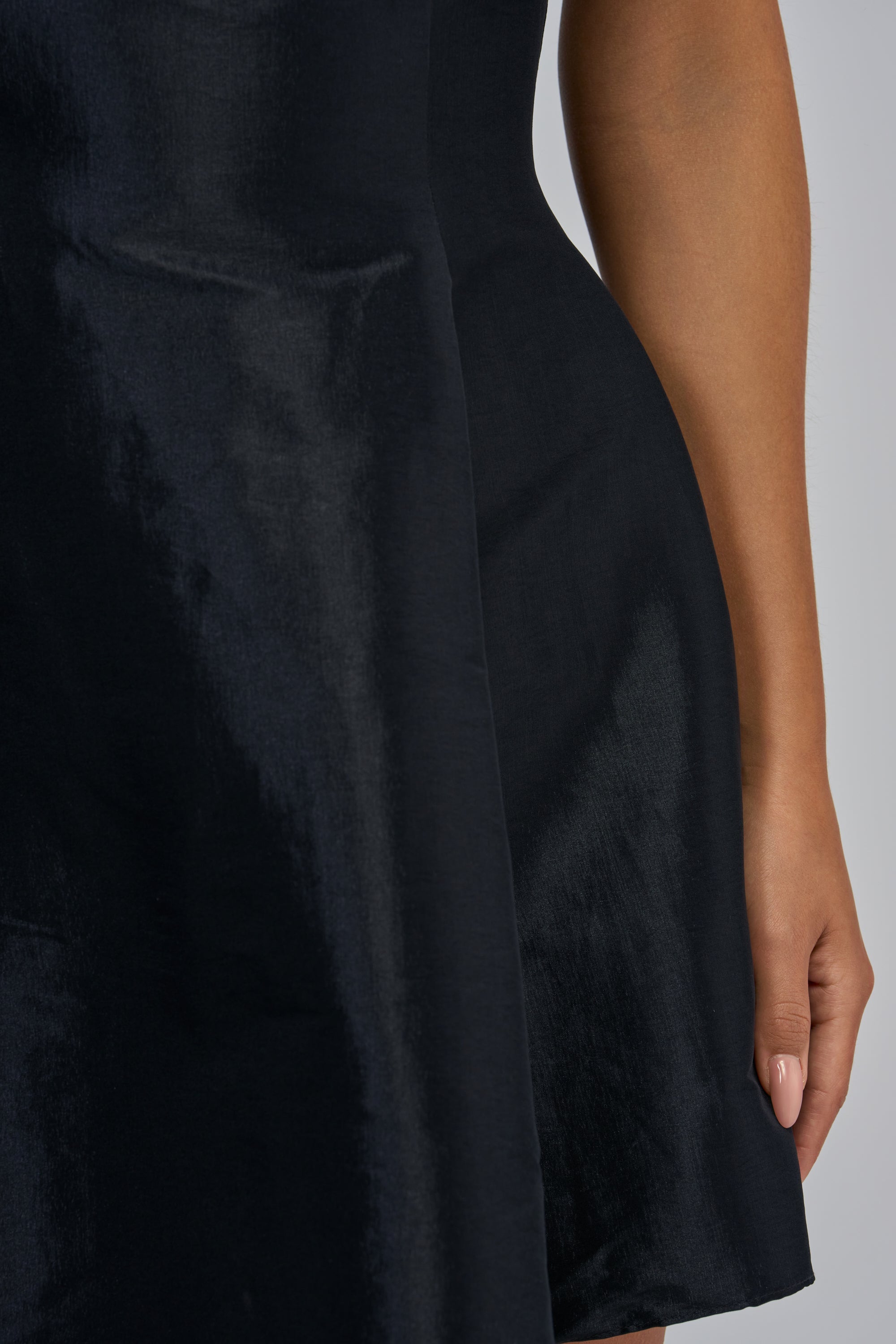 BEST TIME OF THE YEAR SATIN MINI DRESS IN BLACK