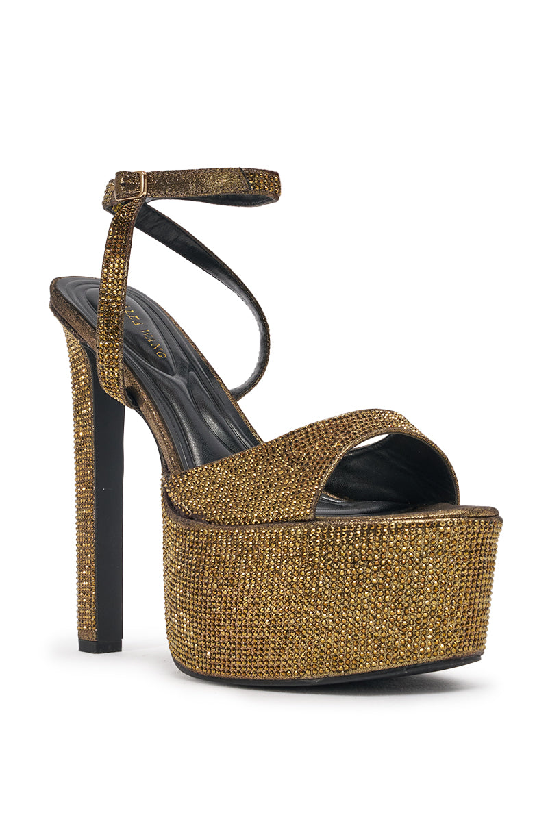 AZALEA WANG GIOVANNA GOLD PLATFORM METALLIC SANDAL