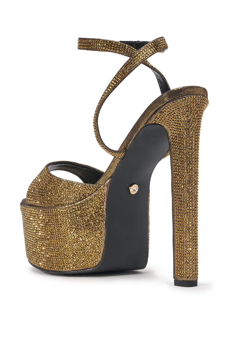AZALEA WANG GIOVANNA GOLD PLATFORM METALLIC SANDAL