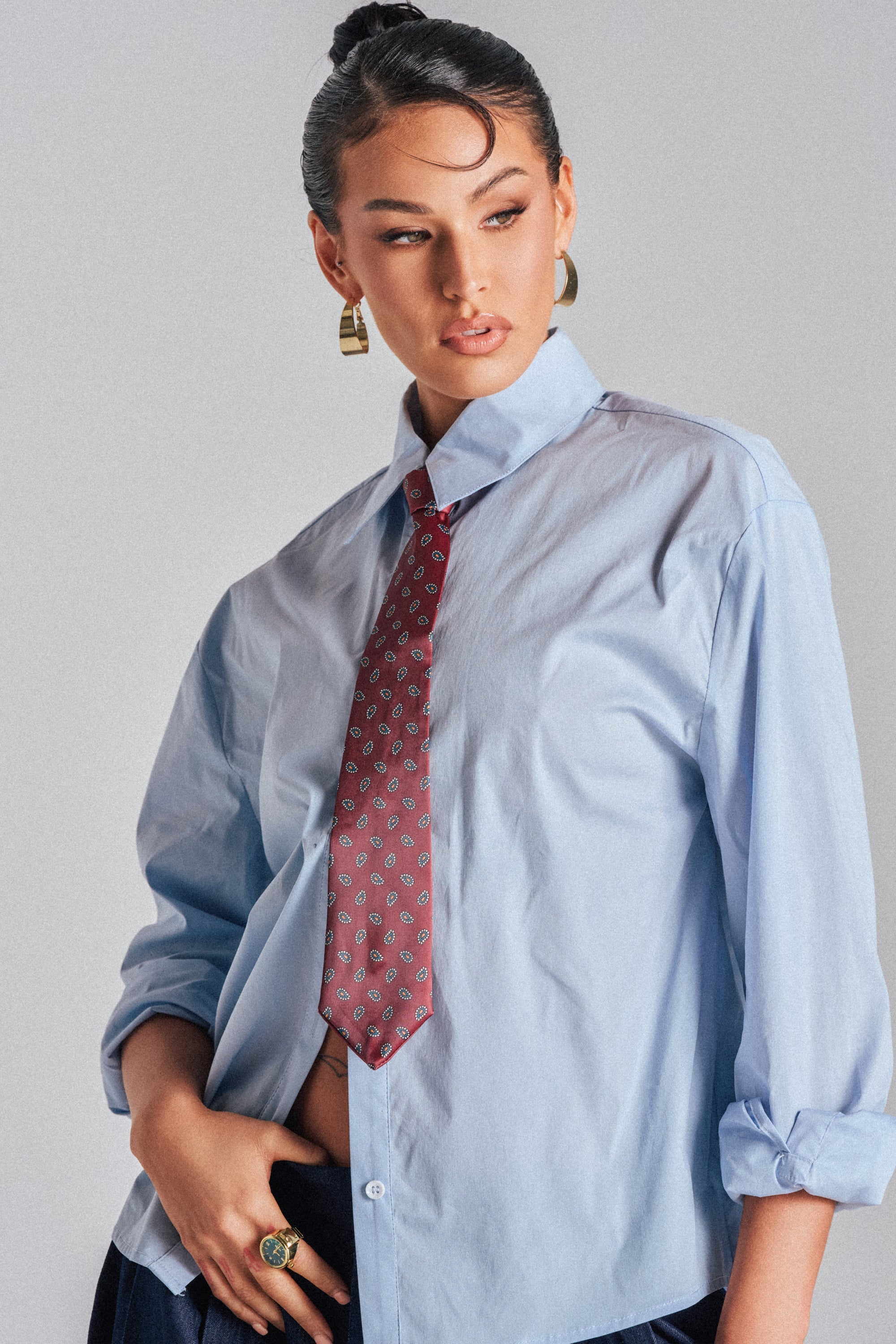 BUSINESS IN THE FRONT BUTTON DOWN