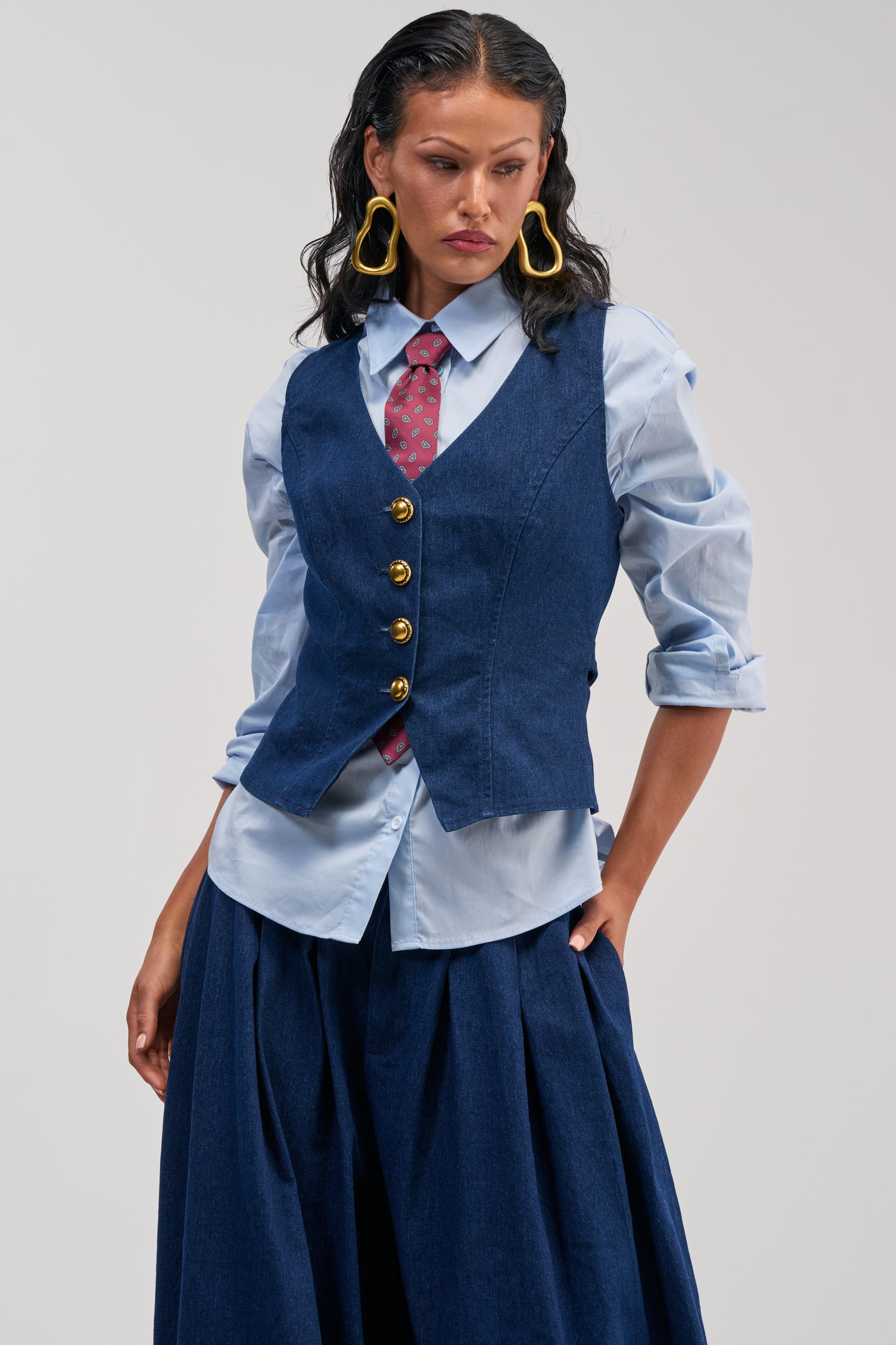 BUSINESS IN THE FRONT BUTTON DOWN
