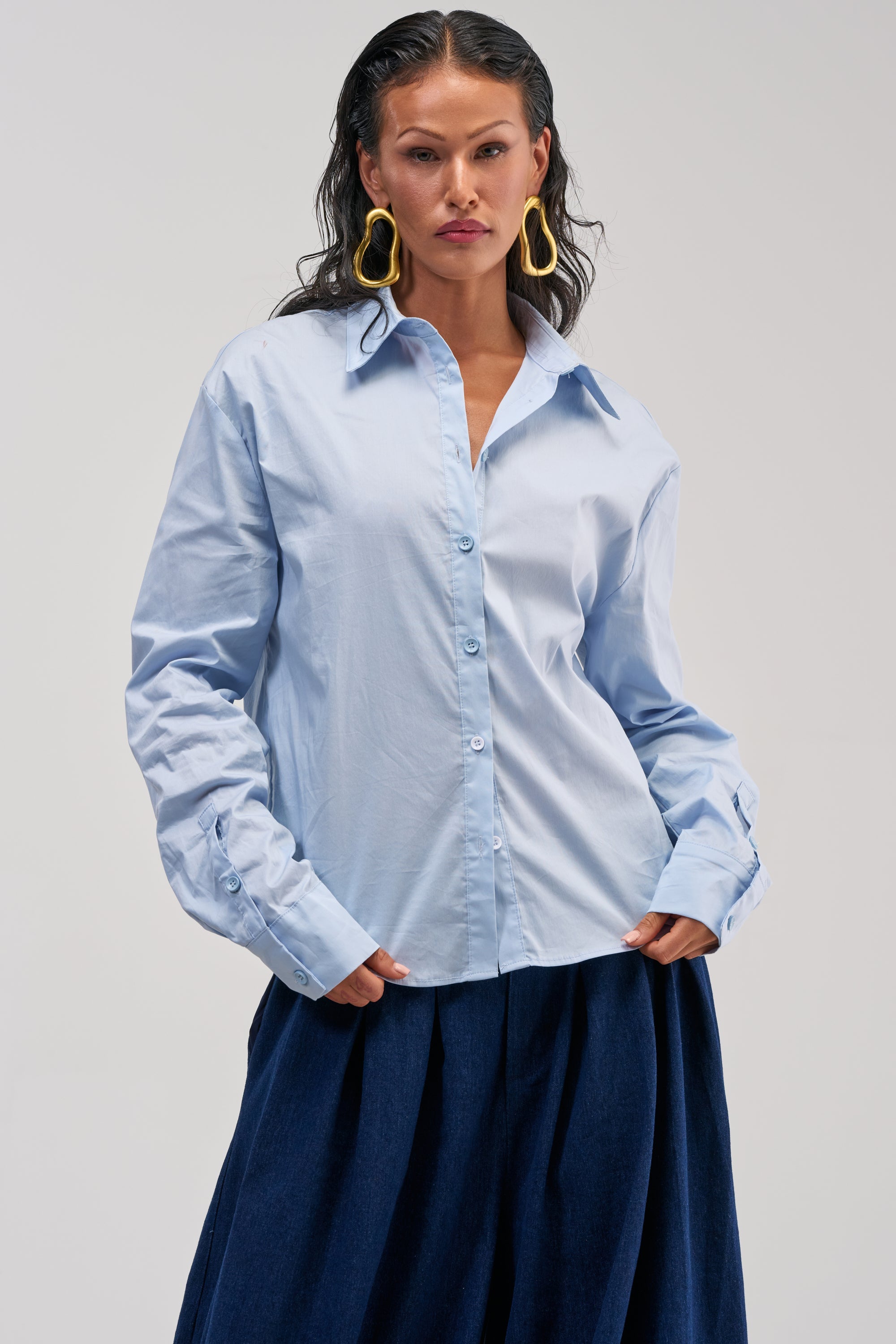BUSINESS IN THE FRONT BUTTON DOWN