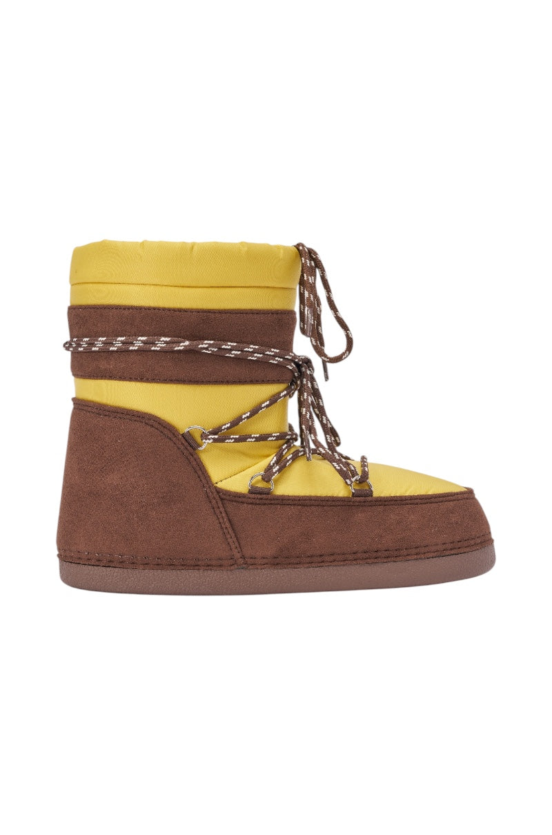 AZALEA WANG GRAVITY YELLOW MULTI FLAT BOOTIE