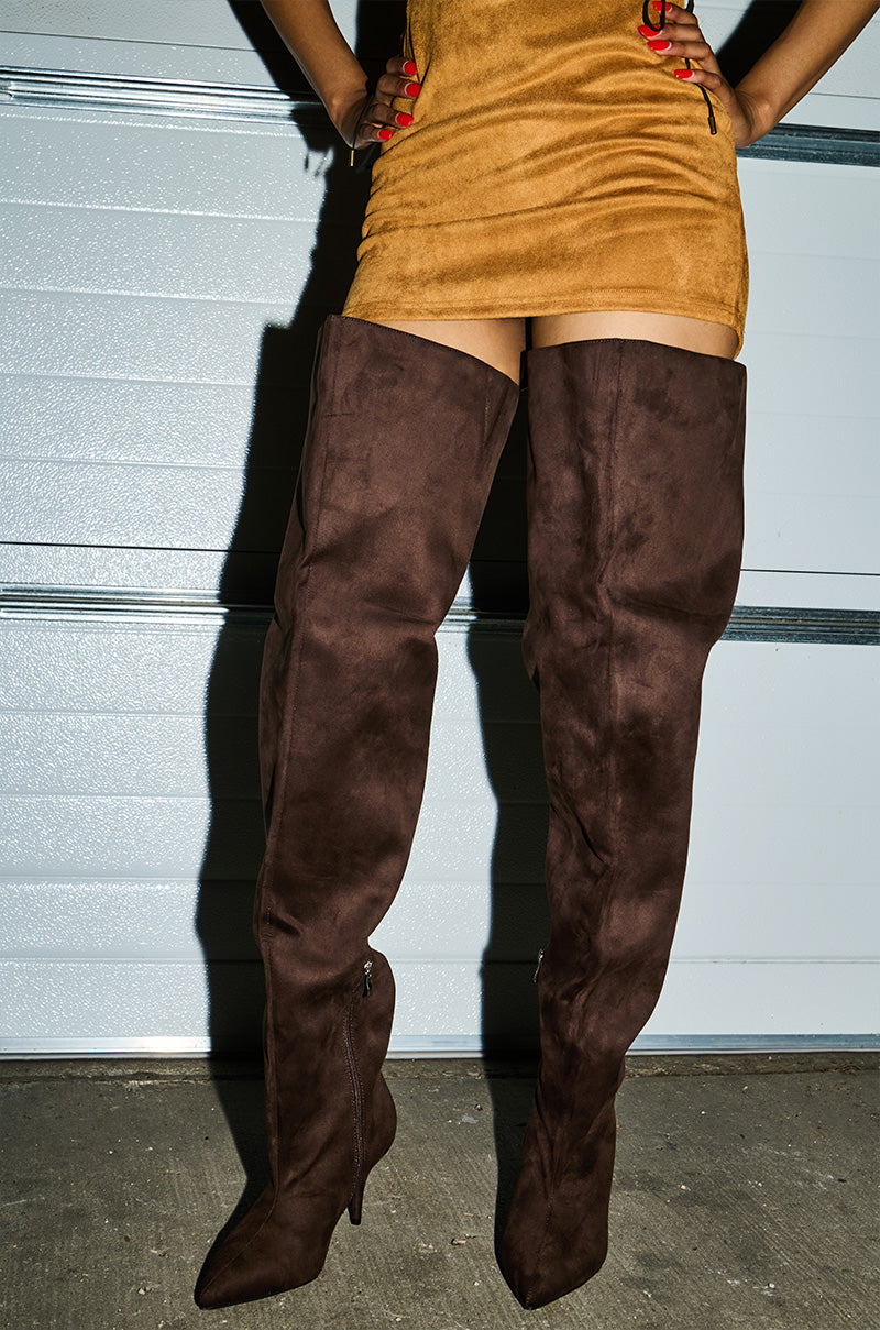 AZALEA WANG HALINA CHOCOLATE THIGH HIGH BOOT