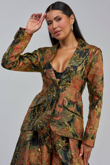 BUY MYSELF FLOWERS BROCADE BLAZER IN GOLD