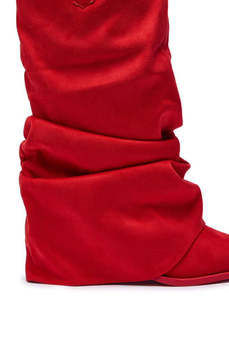 AZALEA WANG HAWKSTON RED RUCHED WESTERN BOOTIE