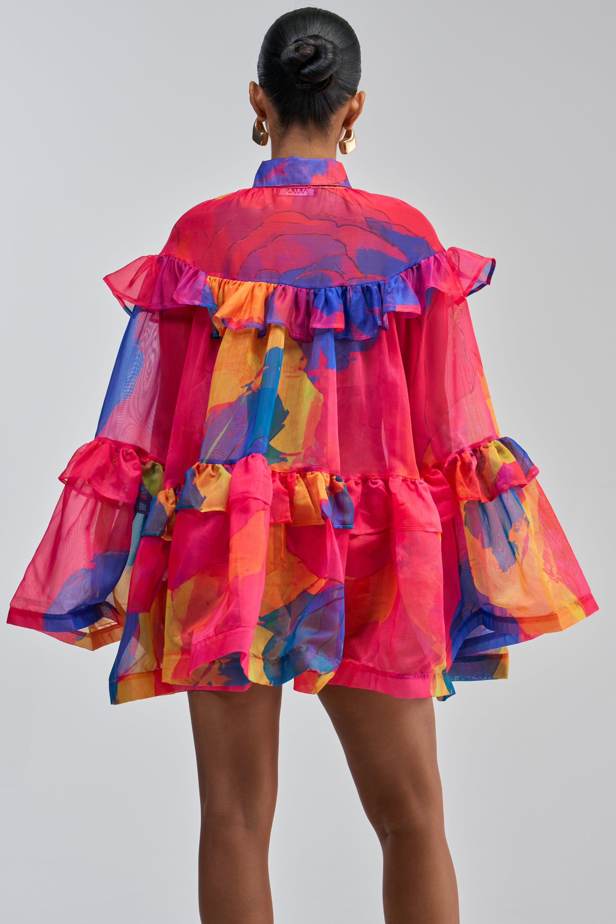 CALL ME BABY CHIFFON MINI DRESS IN PINK MULTI