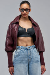 BETTER LUCK NEXT TIME FITTED BOMBER IN BURGUNDY