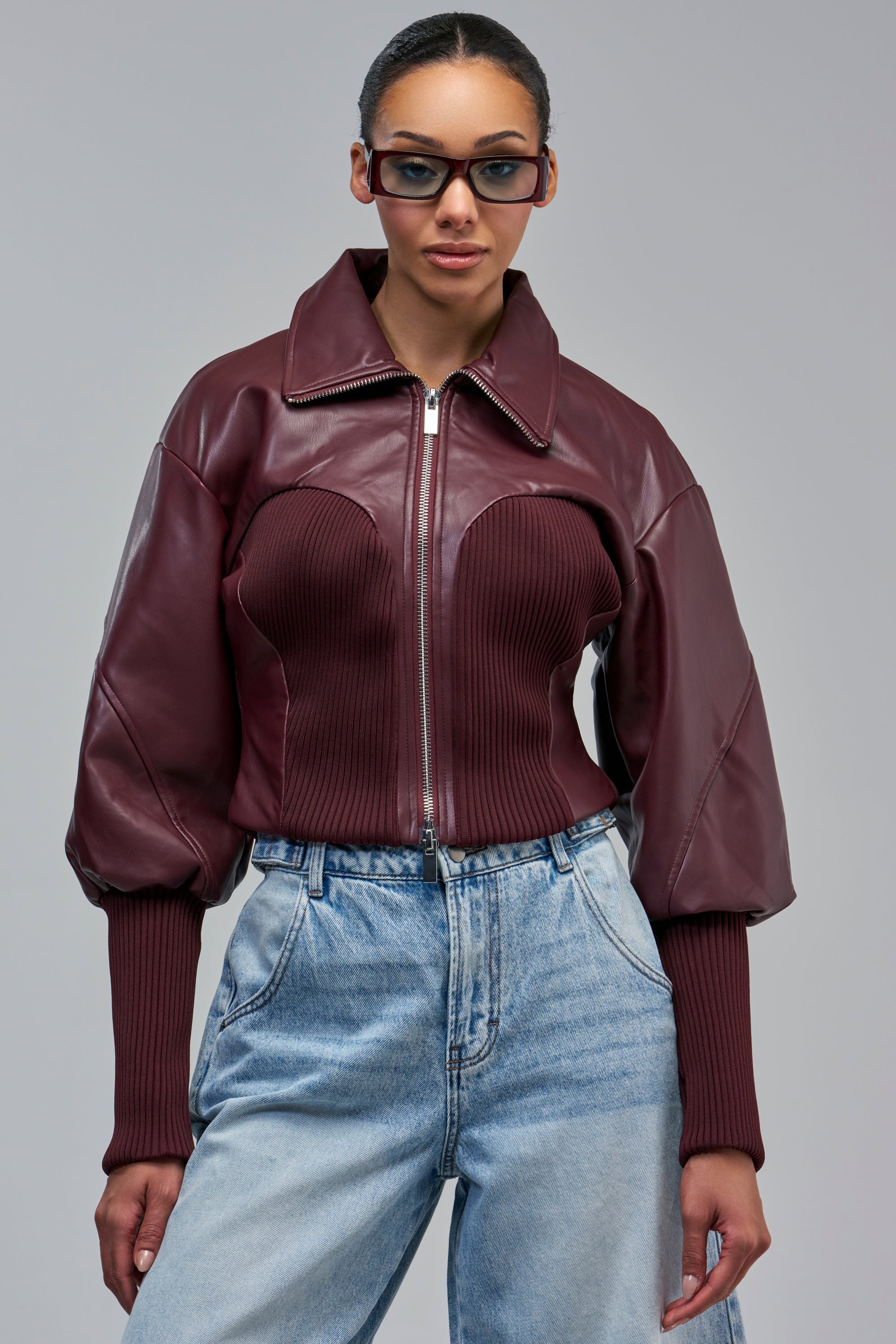 BETTER LUCK NEXT TIME FITTED BOMBER IN BURGUNDY