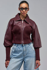 BETTER LUCK NEXT TIME FITTED BOMBER IN BURGUNDY