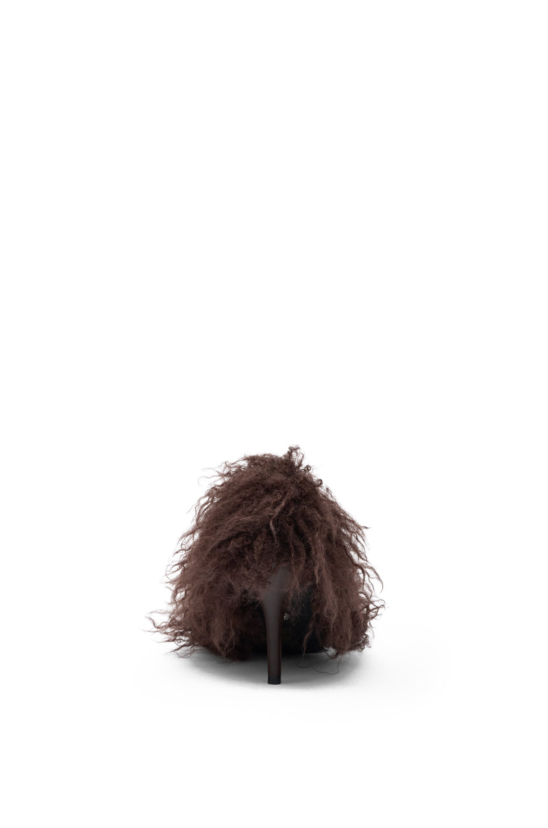 AZALEA WANG JAMEEKA CHOCOLATE POODLE HAIR PUMP