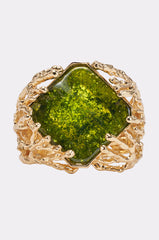 CHAMPAGNE DRIP GREEN GEM BRACELET
