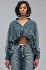 ALICE EMBROIDERED DENIM BLOUSE