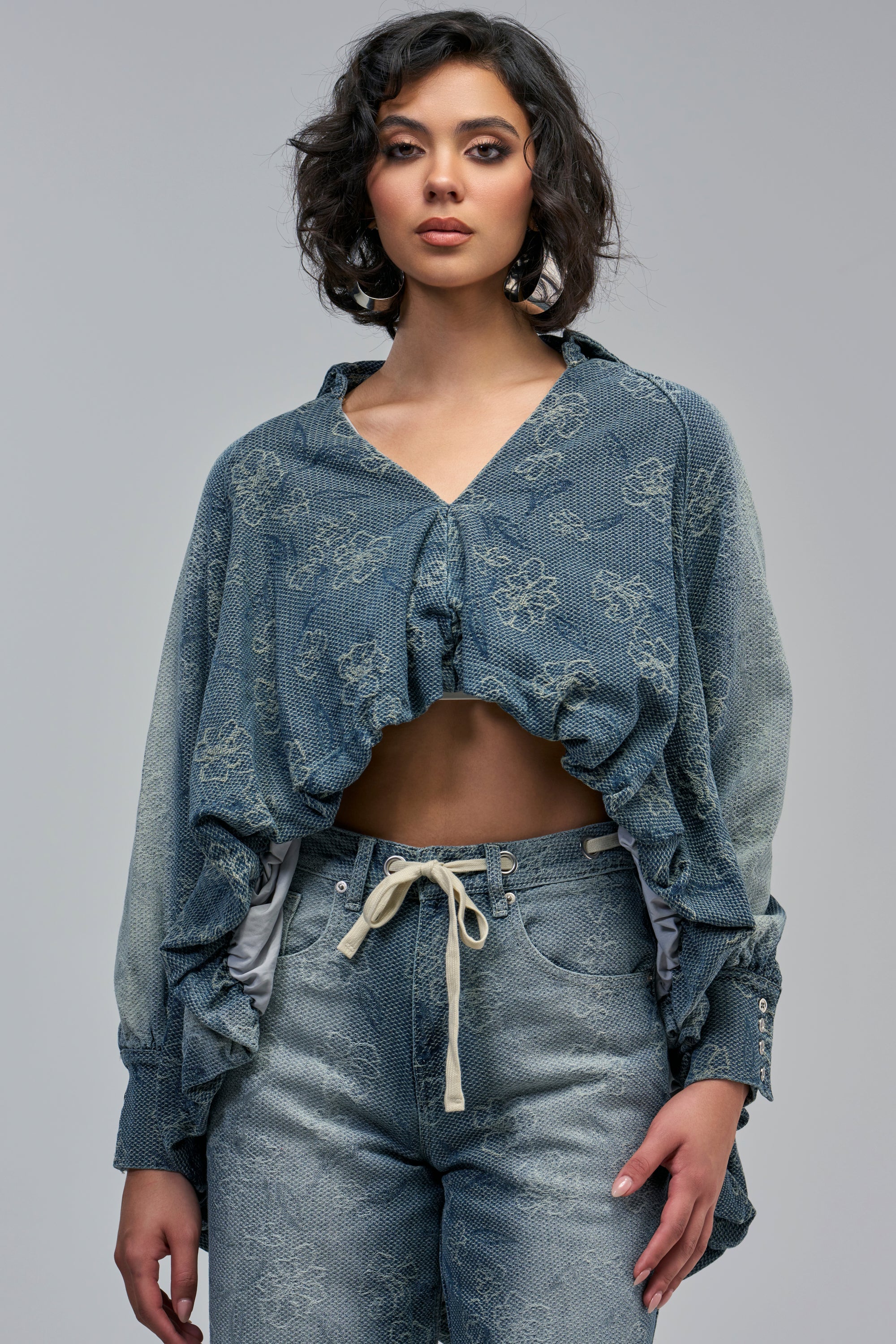 ALICE EMBROIDERED DENIM BLOUSE