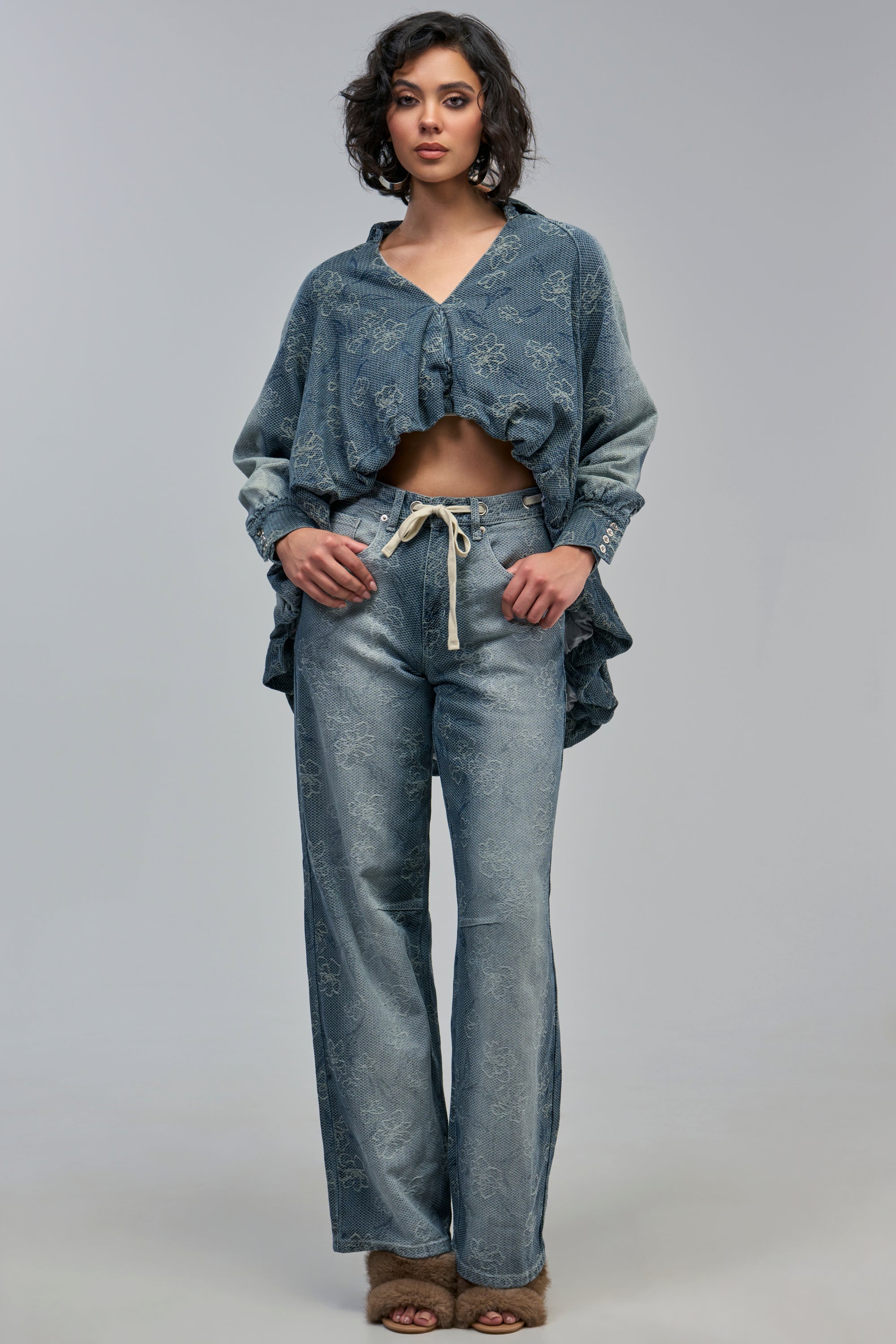 ALICE EMBROIDERED DENIM BLOUSE
