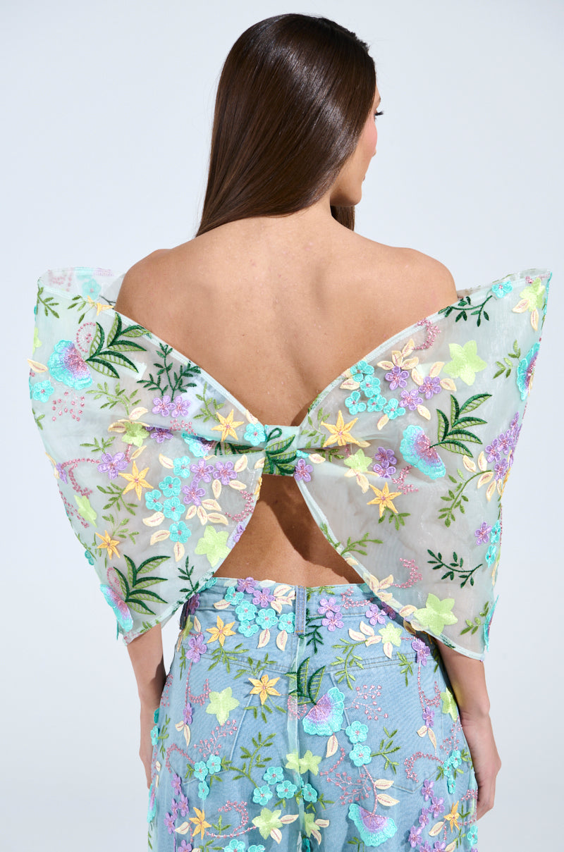 ALL THE RAVE FLORAL BOW TOP