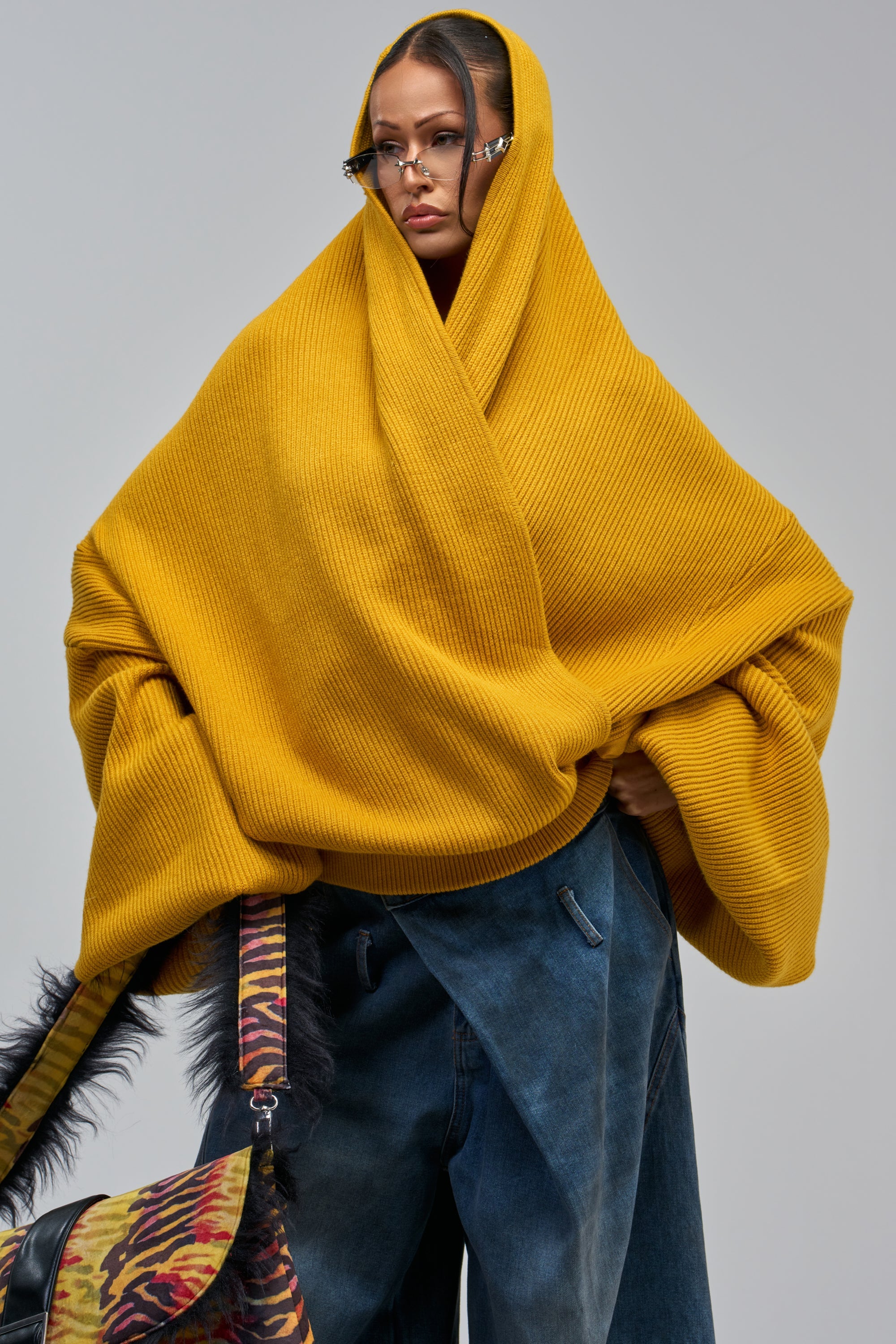 CRAZY FOR YOU CROSS FRONT SWEATER IN MUSTARD