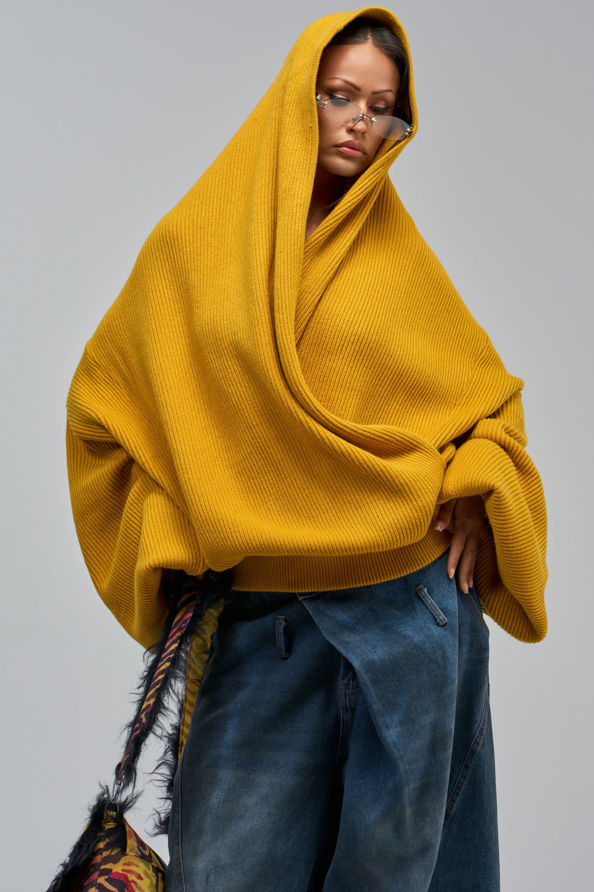 CRAZY FOR YOU CROSS FRONT SWEATER IN MUSTARD