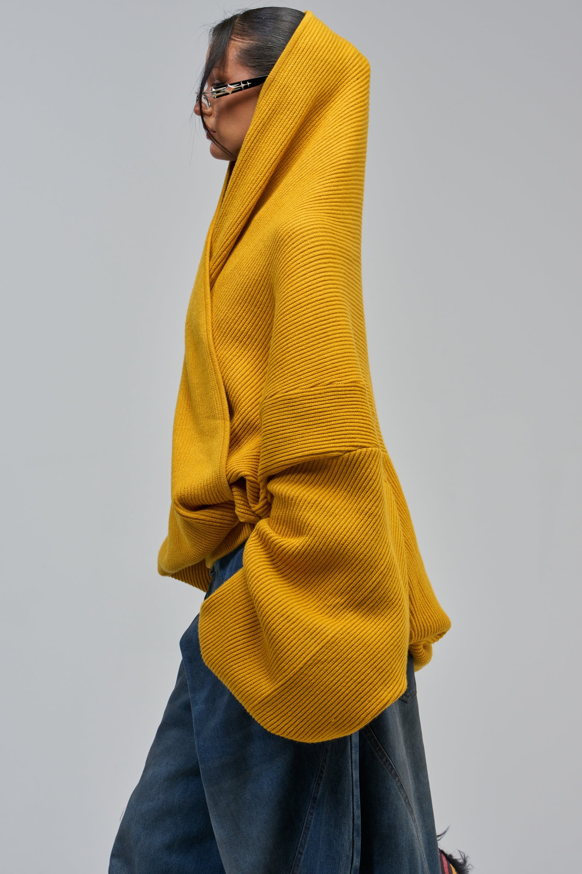 CRAZY FOR YOU CROSS FRONT SWEATER IN MUSTARD