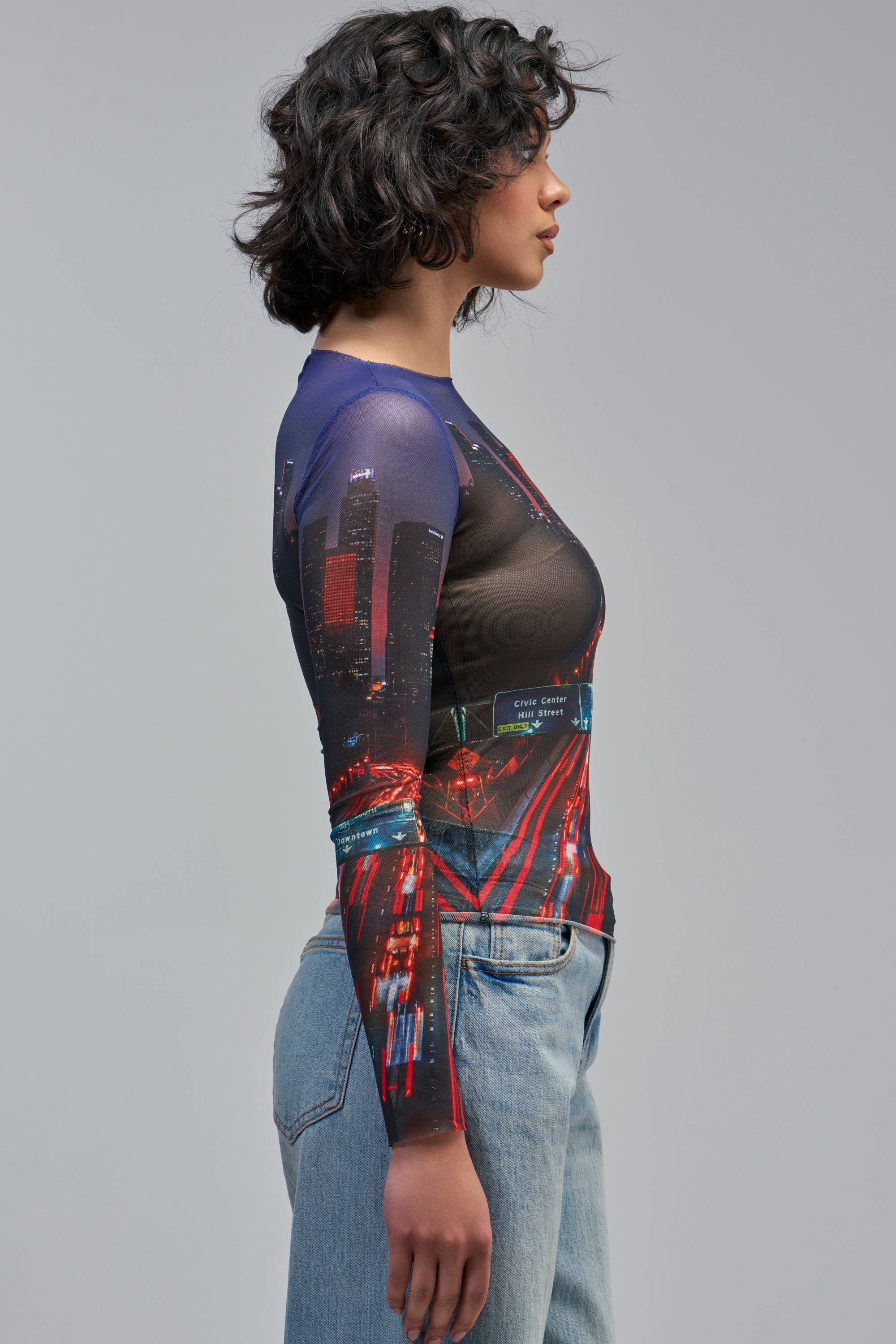 AT MY OWN PACE MESH LONG SLEEVE TOP
