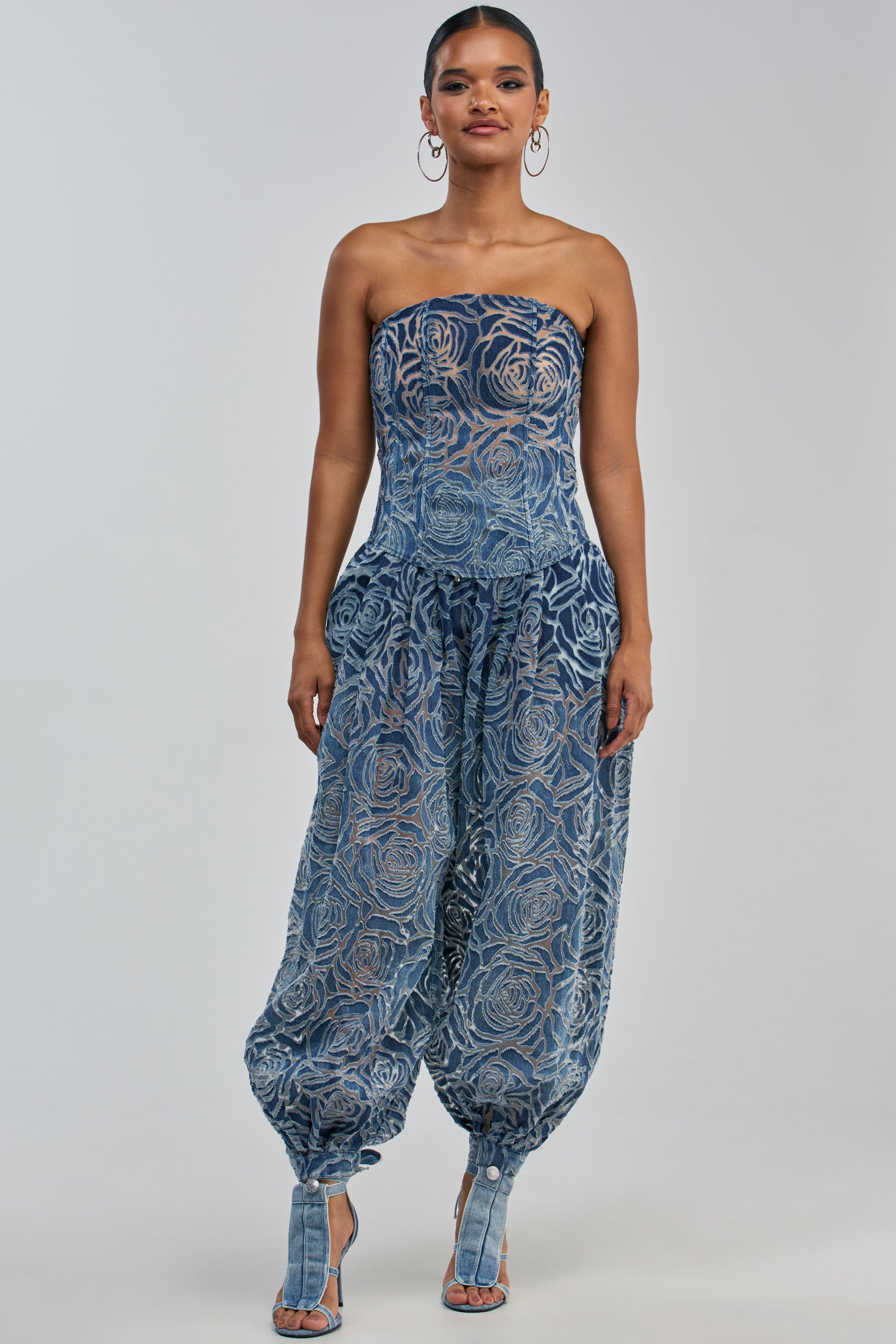 DENIM FOR DAYS ZIP UP CORSET IN DARK BLUE DENIM