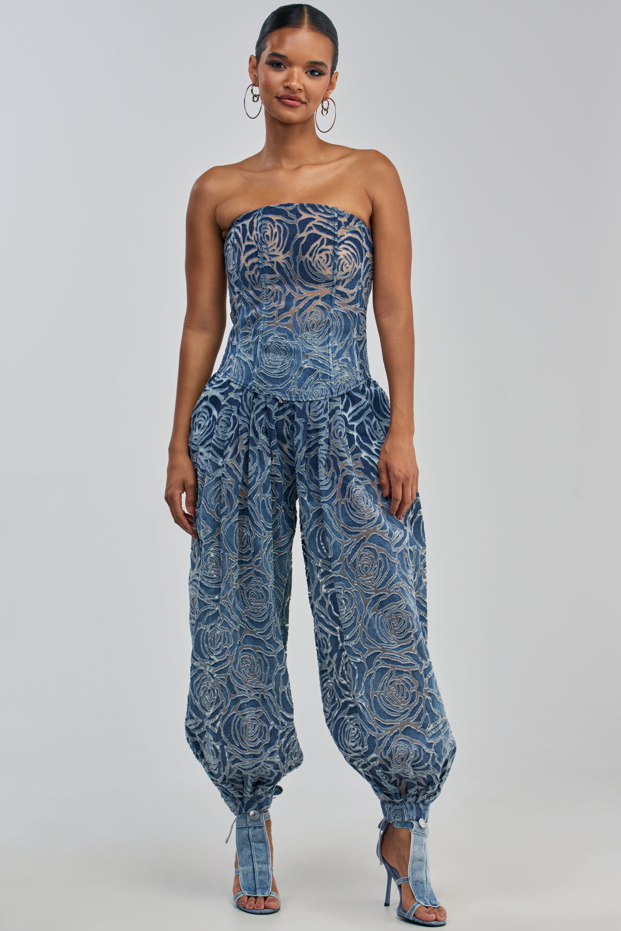 DENIM FOR DAYS ZIP UP CORSET IN DARK BLUE DENIM