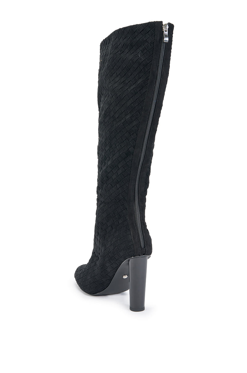 AZALEA WANG JUDY BLACK FAUX SUEDE BLOCK HEEL BOOT