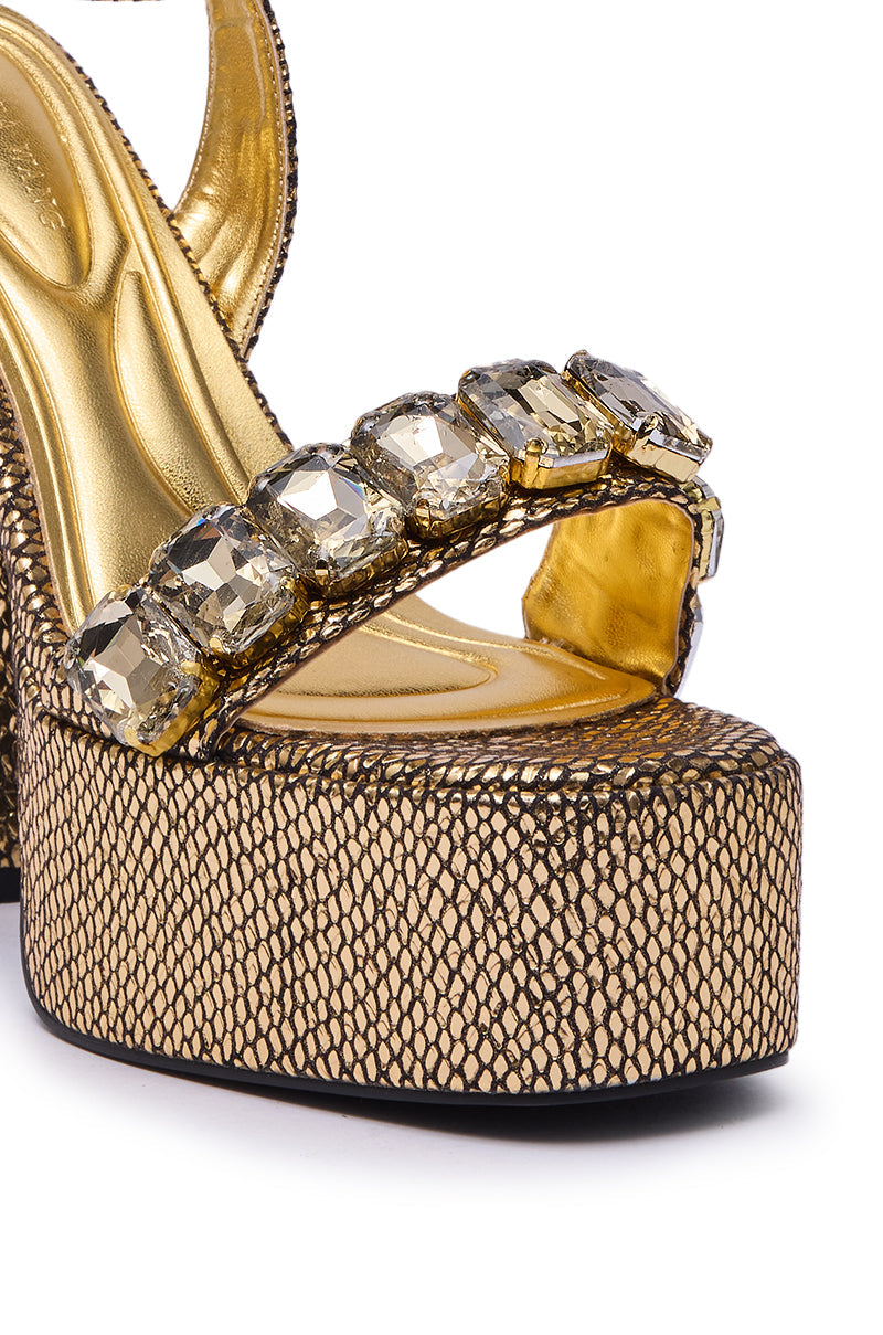 AZALEA WANG KAMILLA GOLD RHINESTONE SANDAL