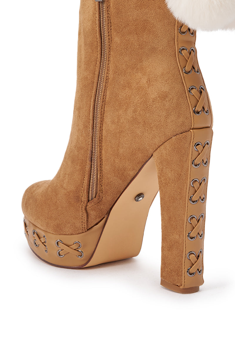 AZALEA WANG KATO CHESTNUT WHIP STITCH BLOCK BOOTIE
