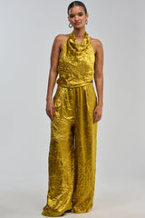 CALLING ALL THE GIRLS SATIN JUMPSUIT IN GOLDEN YELLOW