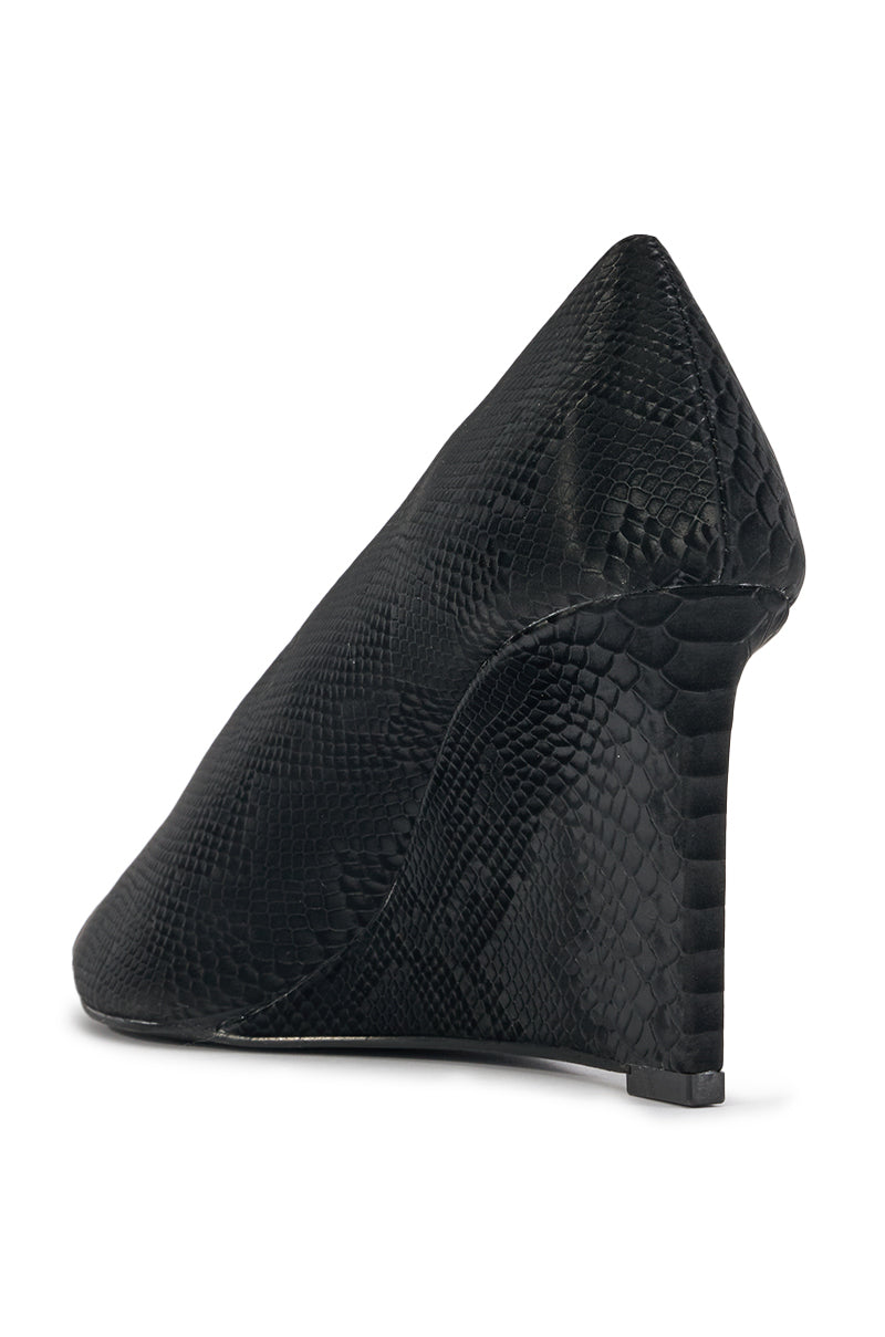 AZALEA WANG NICOLETA BLACK MULTI WEDGE OPEN TOE PUMP
