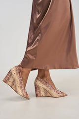 AZALEA WANG NICOLETA NUDE SNAKE PEEP TOE PUMP