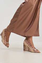 AZALEA WANG NICOLETA NUDE SNAKE PEEP TOE PUMP